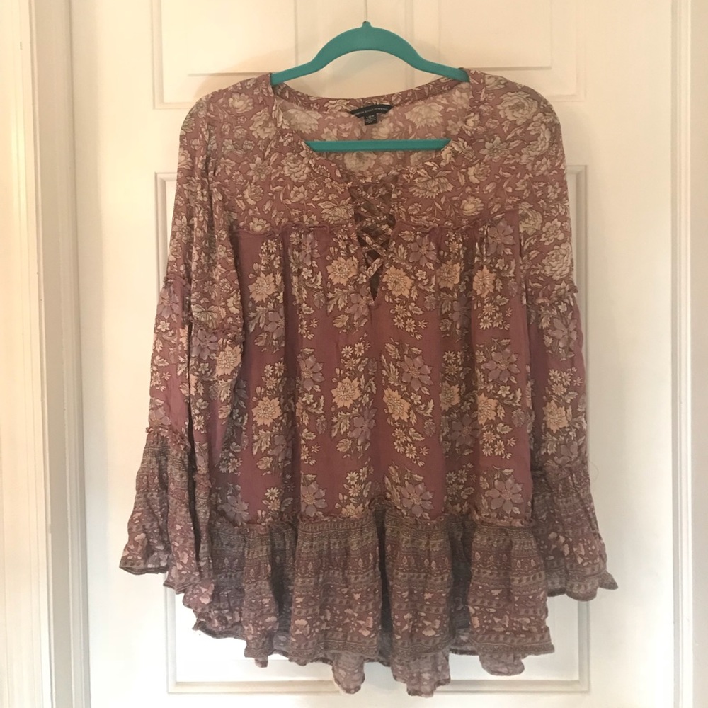 American Eagle Floral Peasant Top